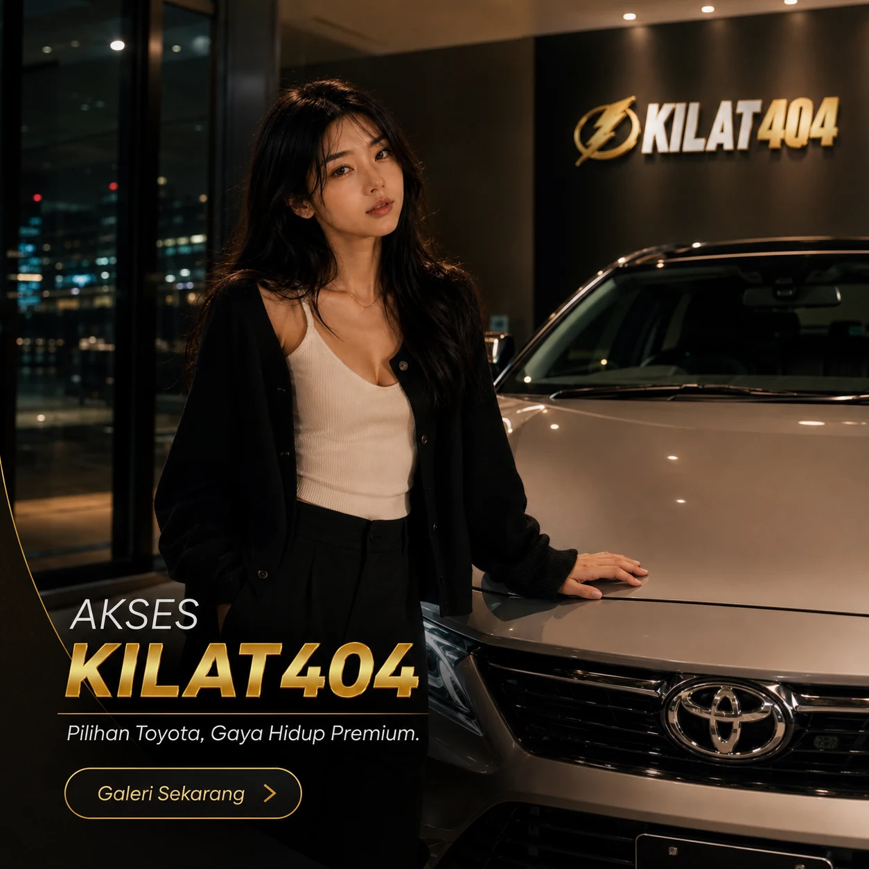 Showroom malam dengan mobil Toyota